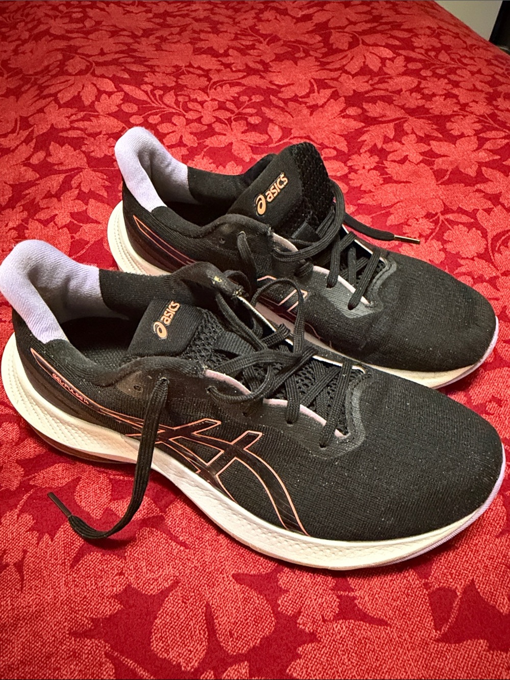 Asics Black Running Sneakers with Pink Trim